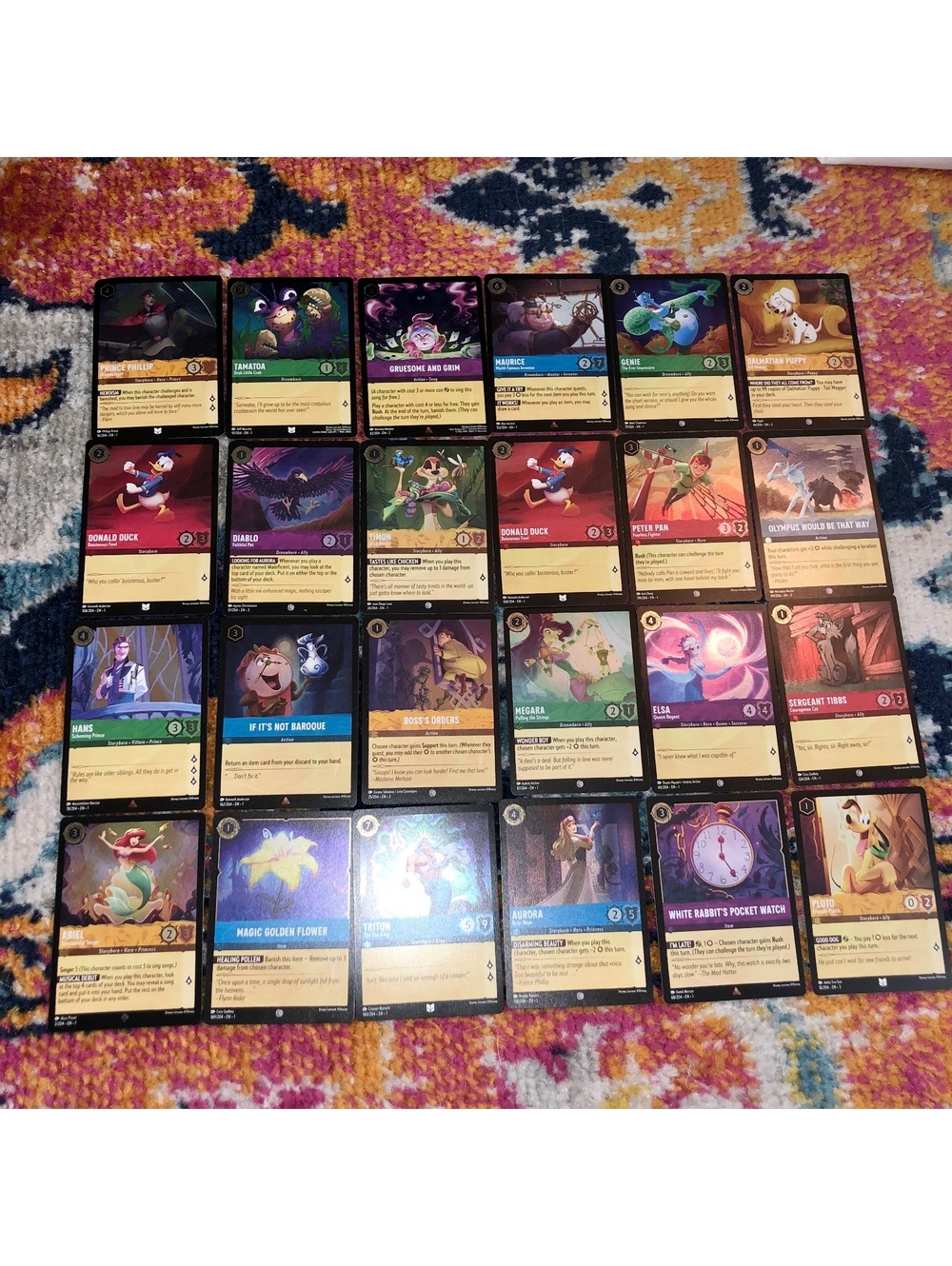 DISNEY LORCANA ALL COLD FOIL 24 CARD LOT ARIEL ELSA PLUTO GENIE PETER PAN HANS